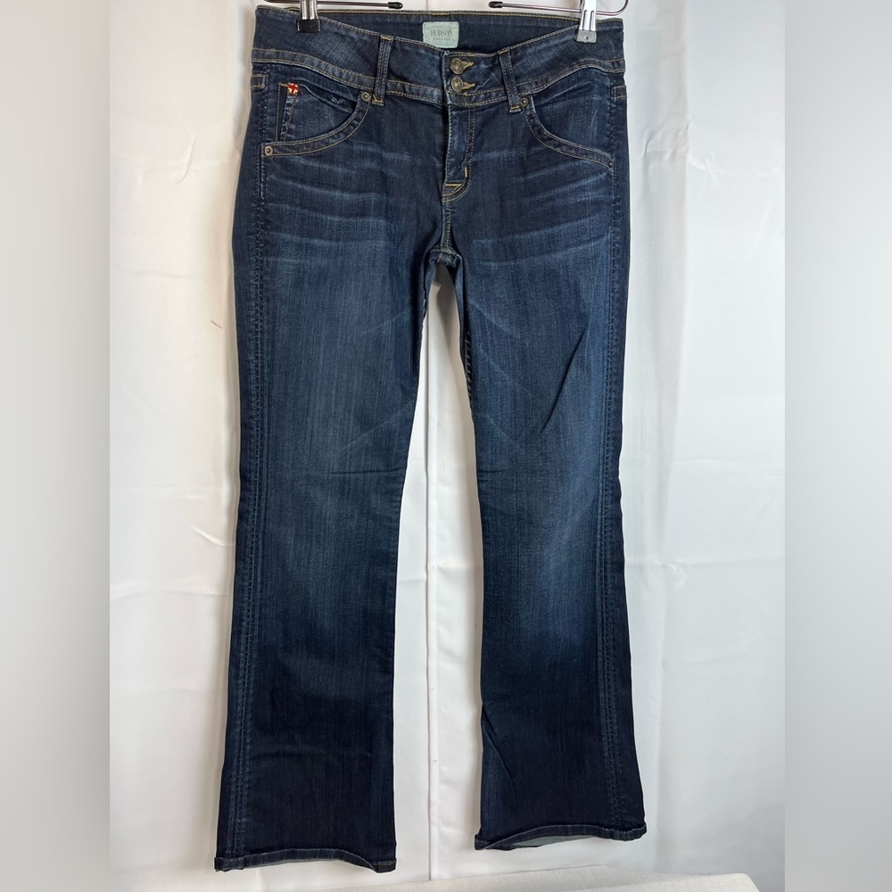 Hudson Flare Boot Cut Dark Wash Womens Jeans Y2K Flap Pockets Sz 28/31